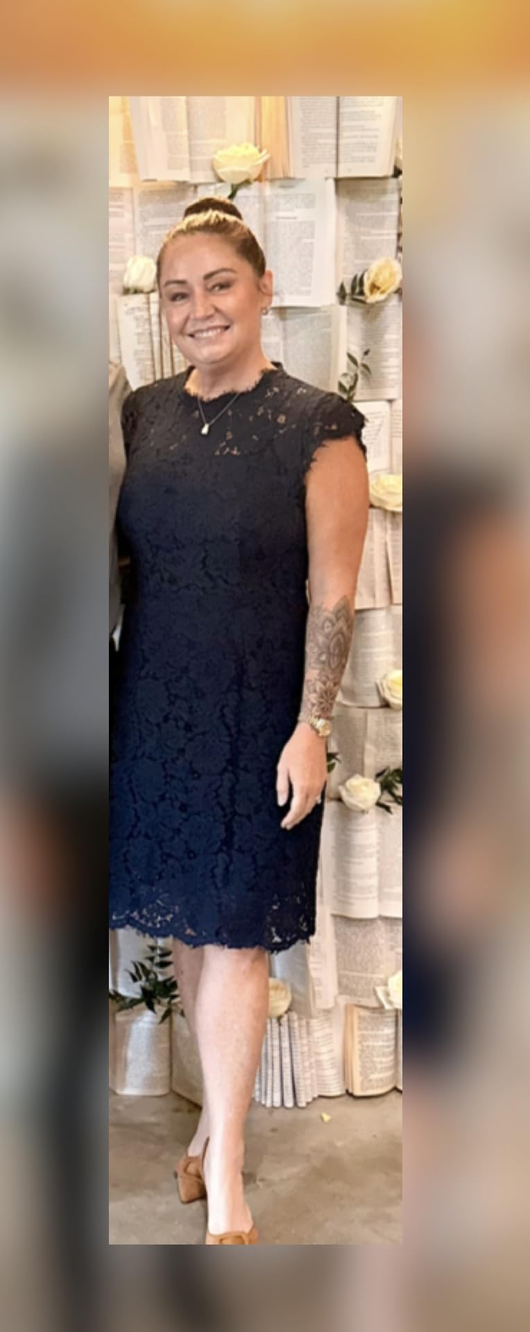 MEROKEETY Women's Lace Floral Cocktail Wedding Guest Elegant Formal Dresses customer photo 1