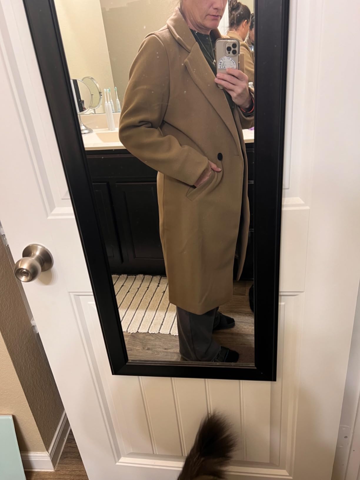 Tanming Women's Wool Pea Coats Long Trench Coats Jackets customer photo 2