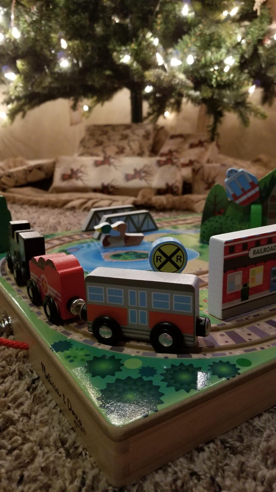 Melissa & Doug Take-Along Railroad Tabletop Playset with Wooden Train Toys, Animals & Scenery Play Pieces, Preschool Learning Toys for Girls & Boys 3+ - FSC Certified customer photo 2