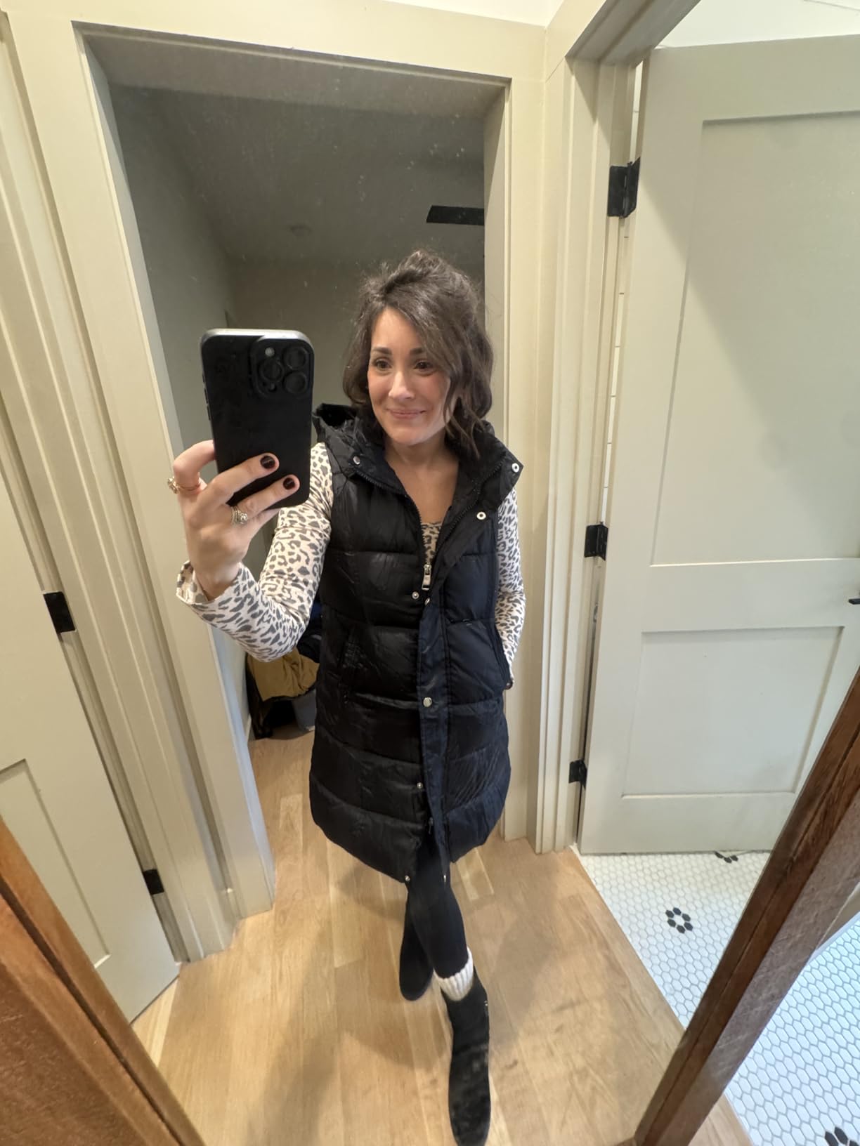 Tanming Women's Long Puffer Vest with Removable Hood customer photo 2