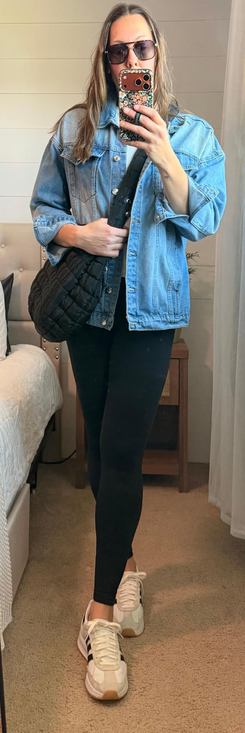 Omoone Oversized Denim Jacket Women Mid Long Casual Jean Coat customer photo 1