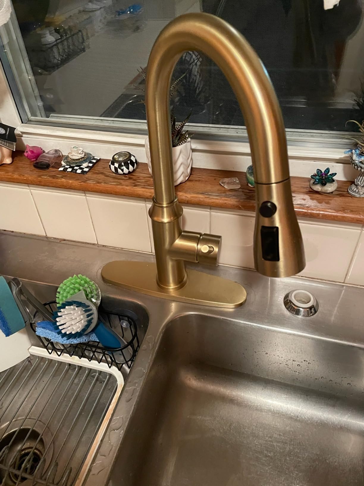 Arofa High-Arc Pull-Down Kitchen Faucet, 3-Mode Sprayer, Brushed Nickel customer photo 2