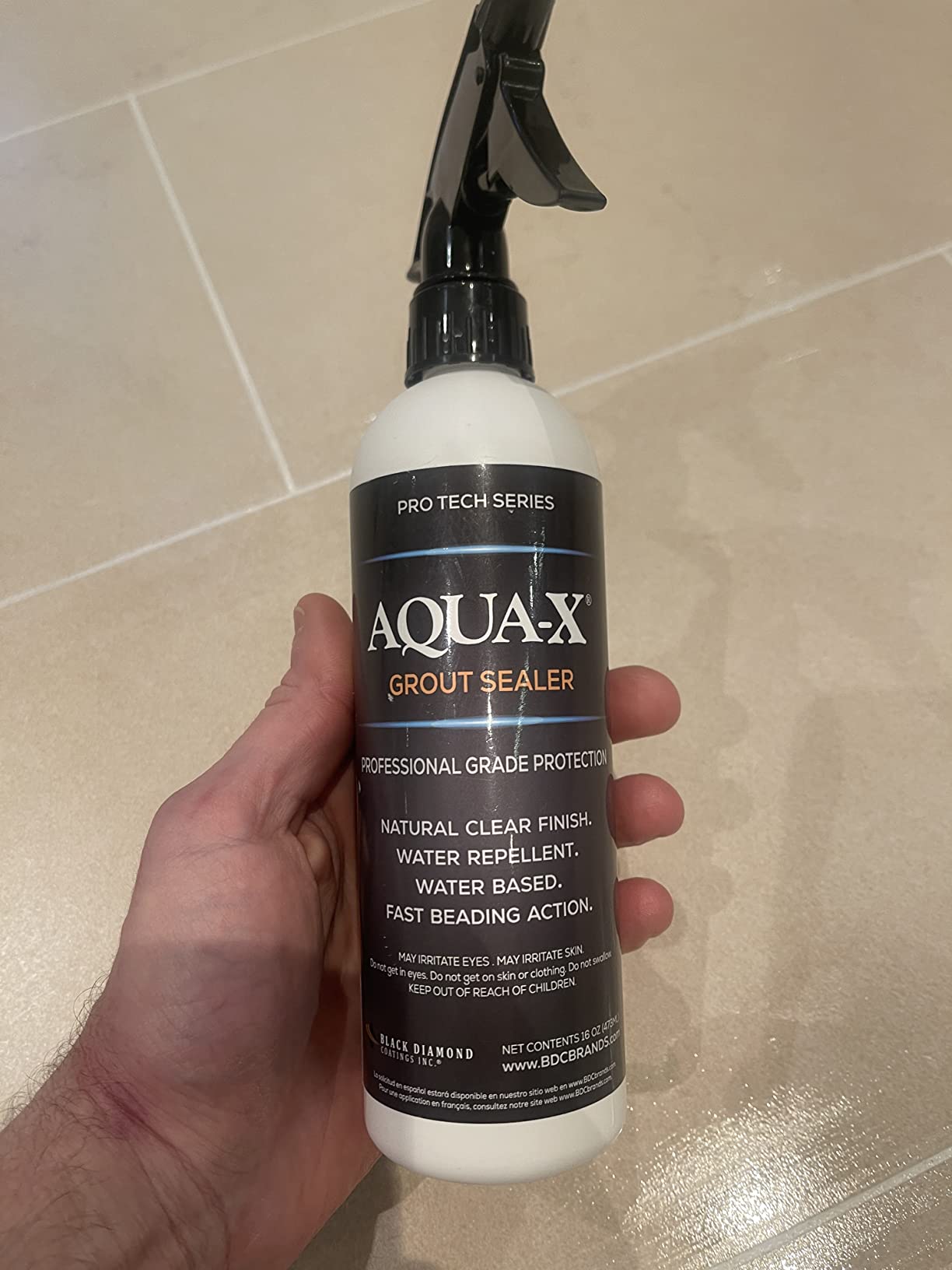 AQUA-X 16 Oz. Grout Sealer, Clear Grout and Tile Sealer, Natural Finish, Professional Grade, Indoor & Outdoor, Fast Dry and Long Lasting Protection customer photo 1
