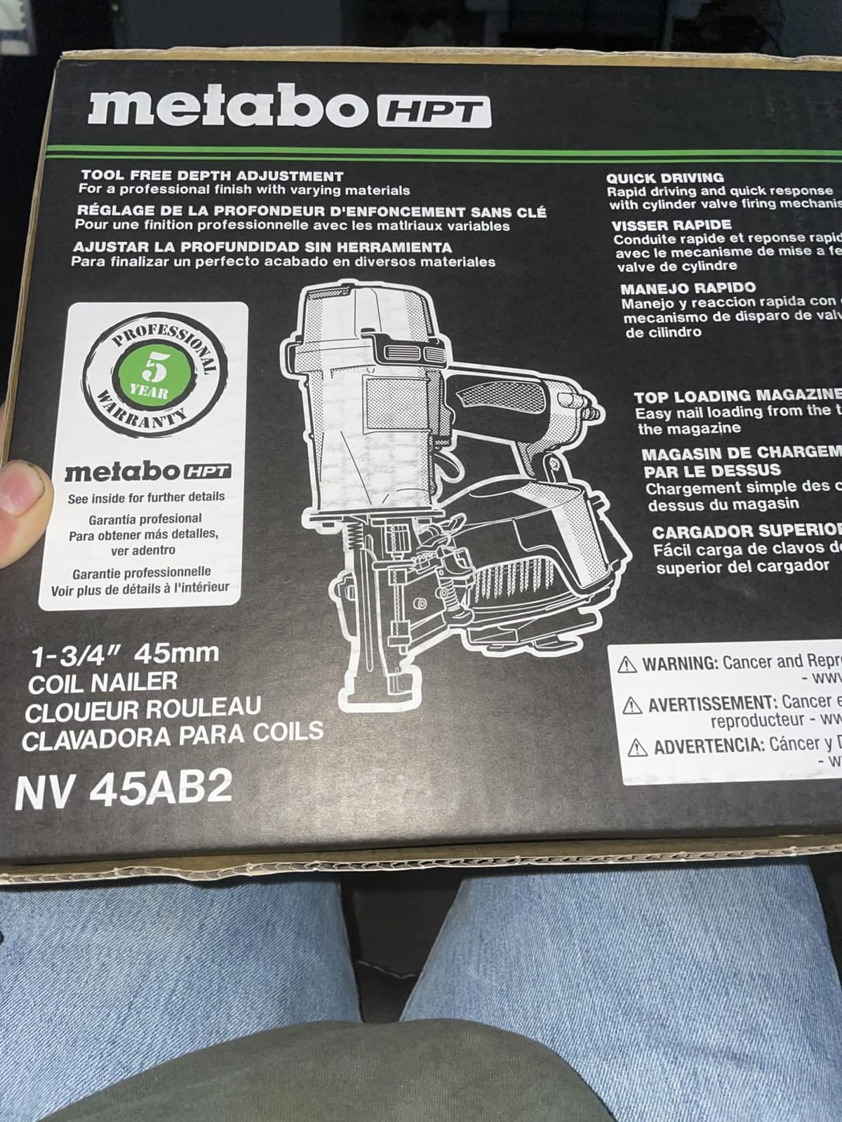 Metabo HPT Pneumatic Roofing Nailer, 16 Degree Asphalt Shingles, NV45AB2 | Drives Nails 7/8 to 1-3/4 in, Coil Nail Magazine, Pro-Grade Power Tool for Fast Shingle Fastening Tasks customer photo 1