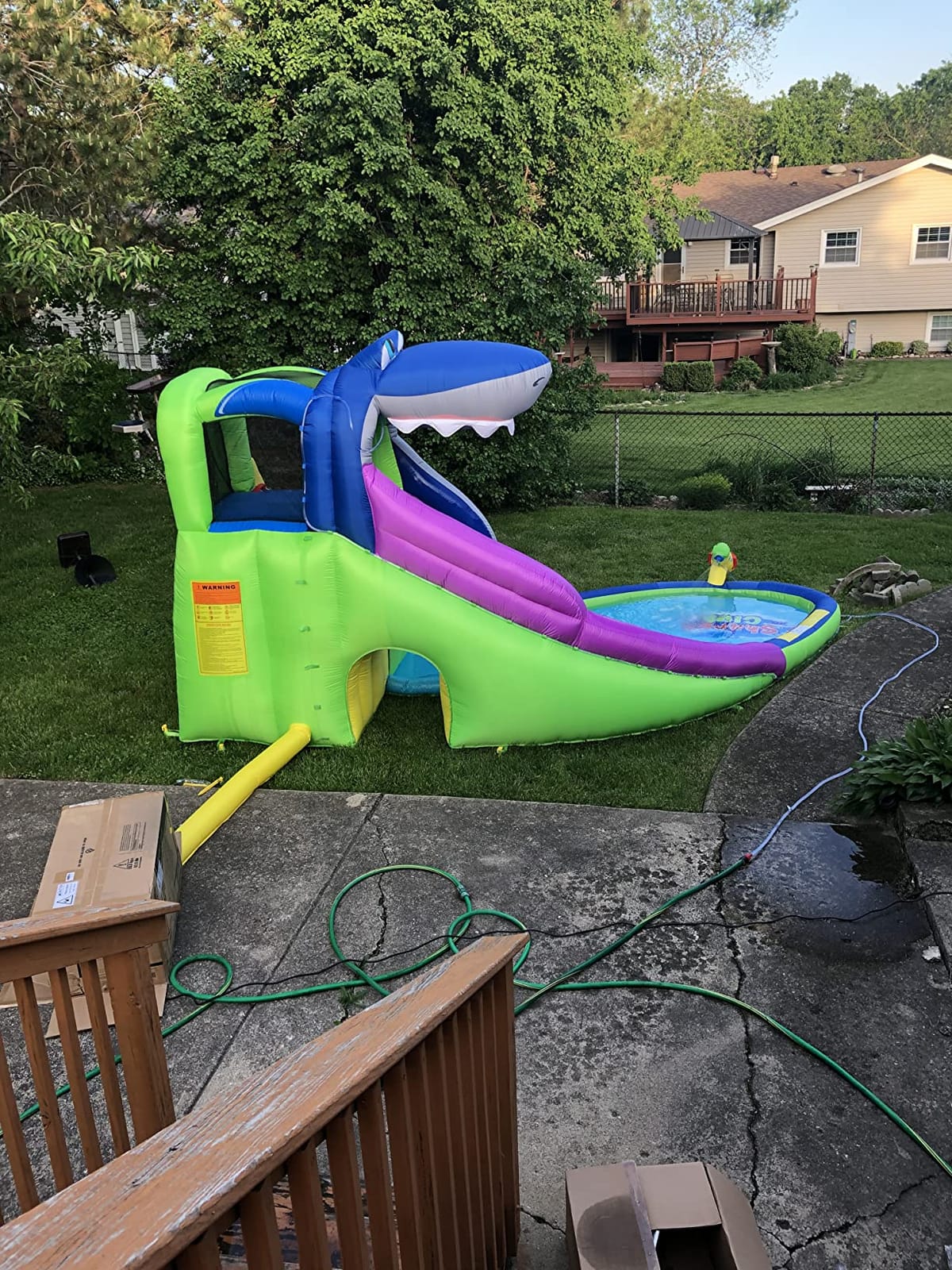 ACTION AIR Inflatable Water Slide, Shark Bounce House with Slide for Wet and Dry, Playground Sets for Kids Backyard, Water Spray & Water Pool, Durable Sewn with Extra Thick Material customer photo 2