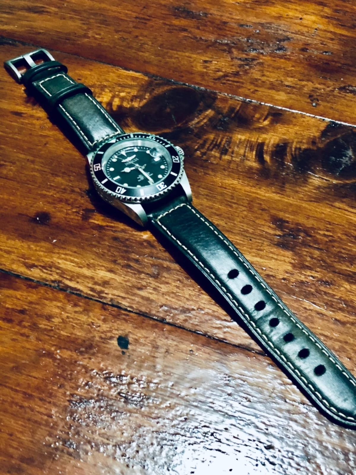Quick Release Retro Leather Watch Band,Vintage Oil-tanned Pull-up Leather Strap Replacement,Choice of Width-18mm 20mm 22mm 24mm or 26mm customer photo 1