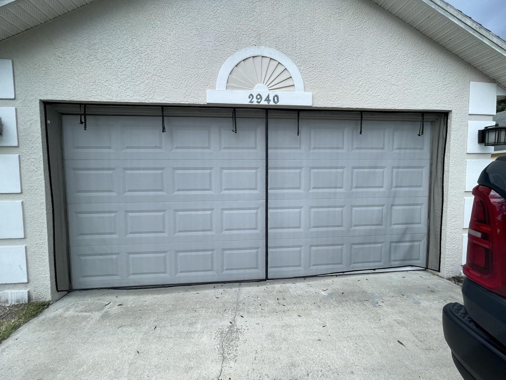 Garage Door Screen for 2 Car, 16x7 ft Magnetic Closure Fiberglass Mesh Net customer photo 2