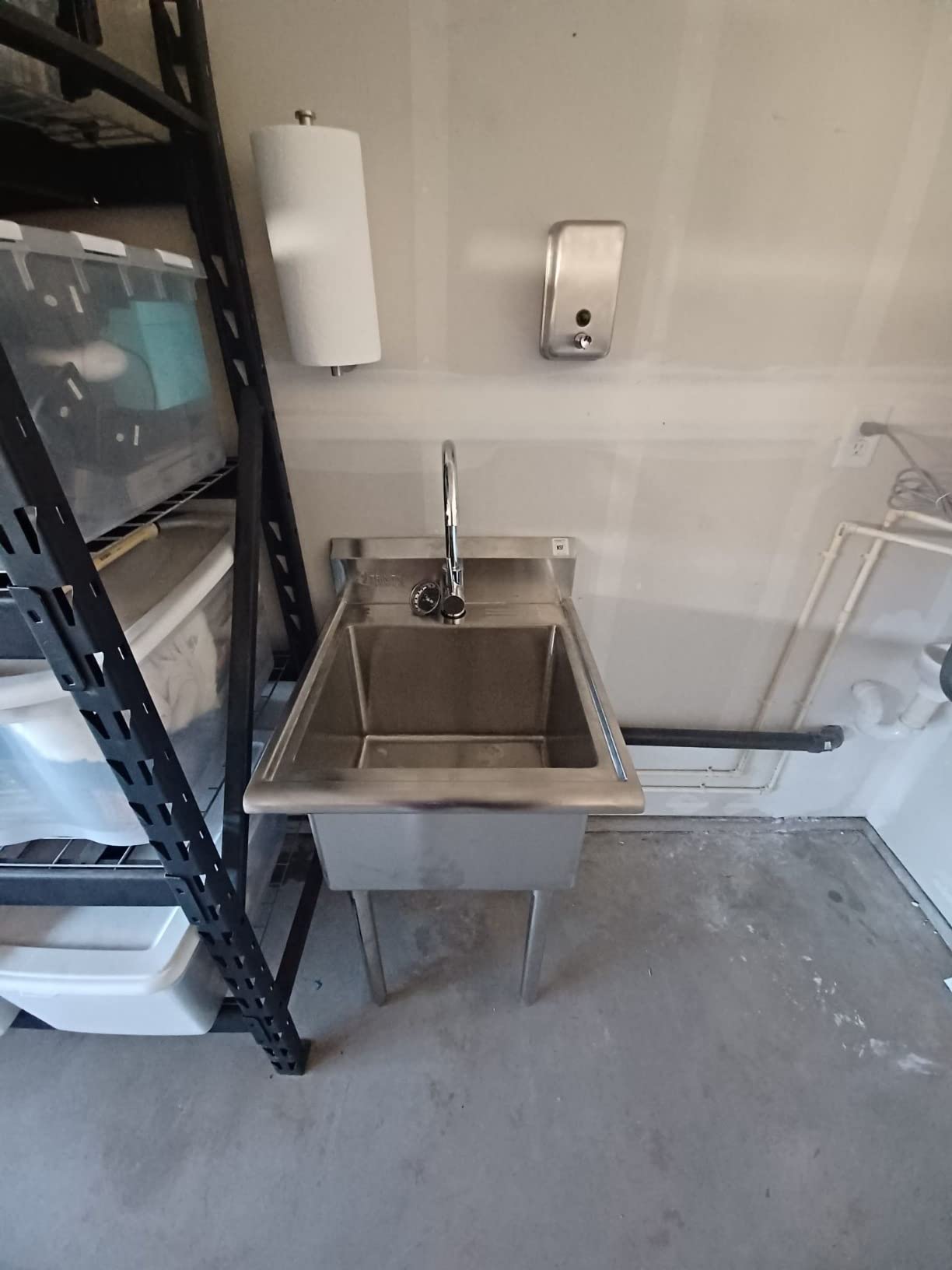 TRINITY BASICS 21.5in Freestanding Stainless Steel Utility Sink, NSF Sink For Laundry Room, Garage, Shop, Kitchen Prep, Food Truck, Dog Wash, with Hot/Cold Pullout Chrome Faucet, 21.5” x 24” x 49.2” customer photo 2