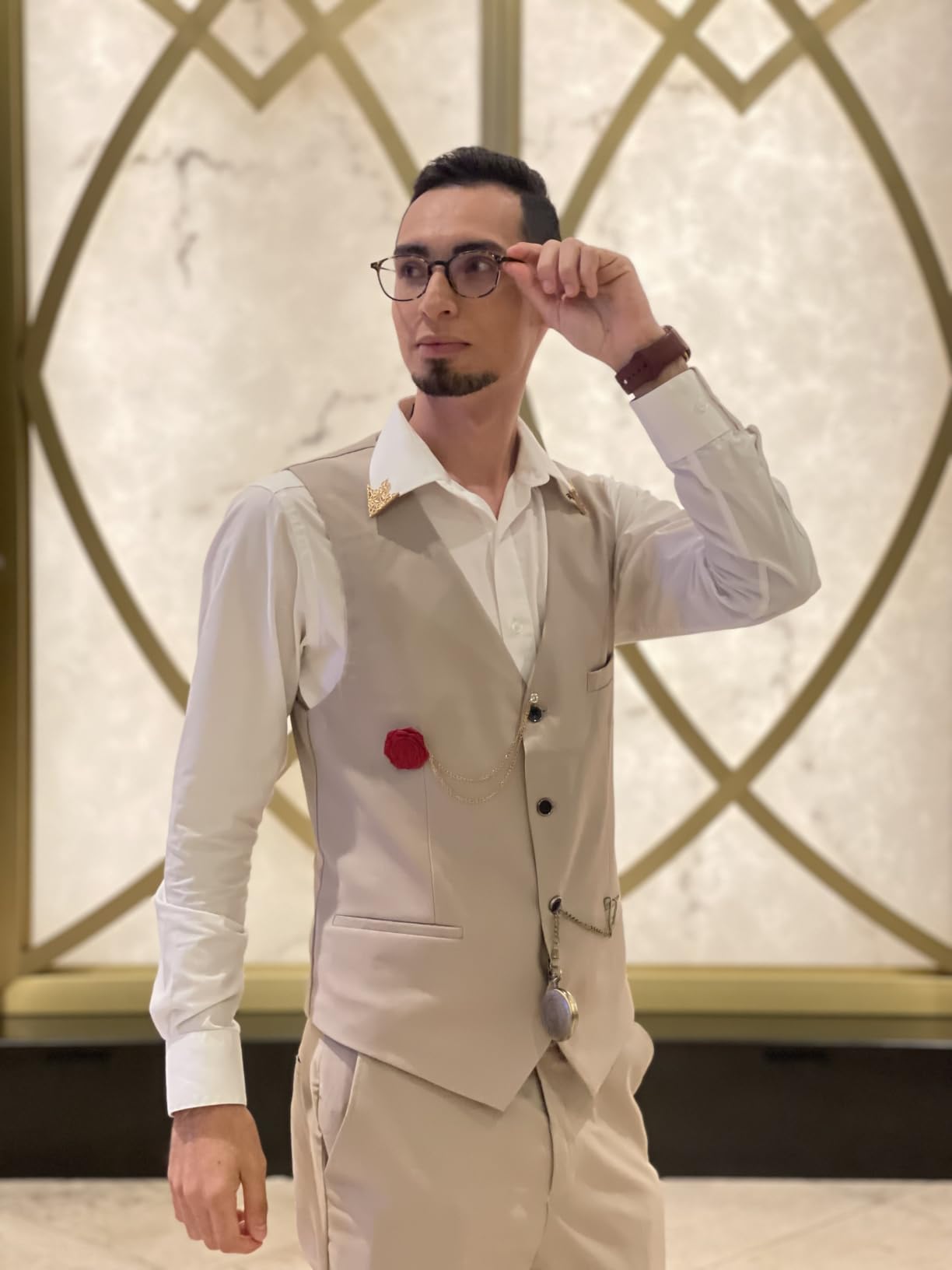 MY'S Men's 3 Piece Suit Set with Tie, One Button Slim Fit Solid Jacket Vest Pants, Prom Party Wedding Business Suits for Men customer photo 1