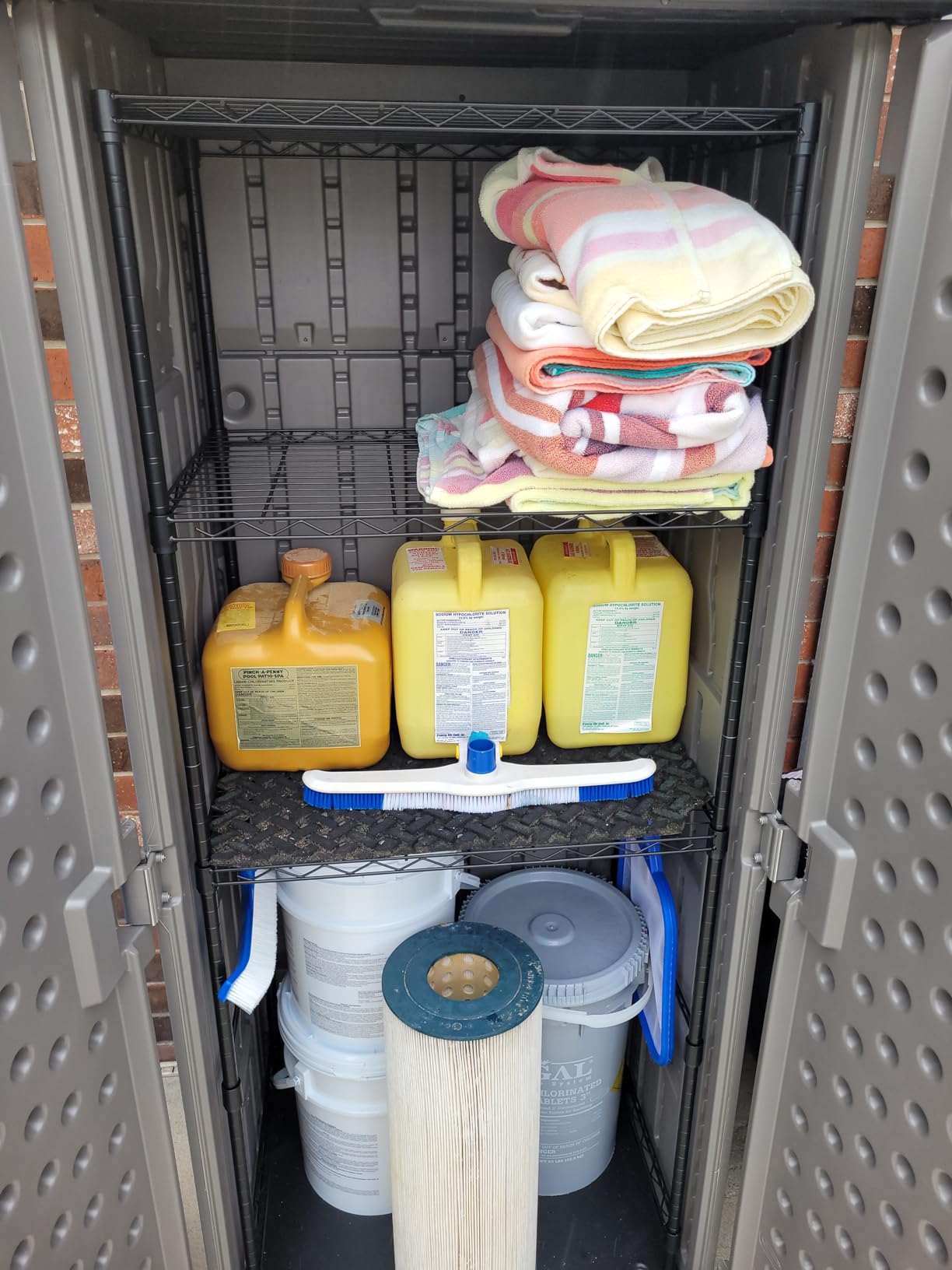 Suncast 22 Cu Ft, Vertical Storage Shed, Pad-Lockable Double Doors, Stoney customer photo 1