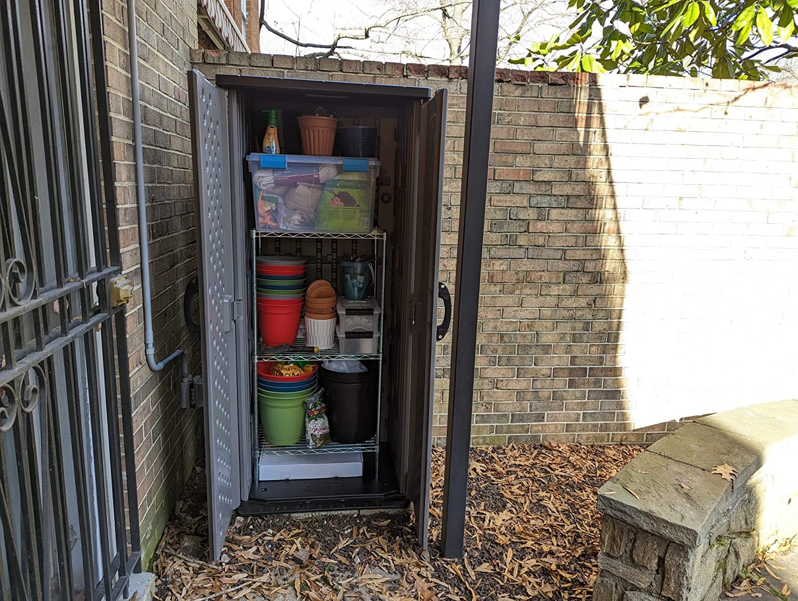 Suncast 22 Cu Ft, Vertical Storage Shed, Pad-Lockable Double Doors, Stoney customer photo 2