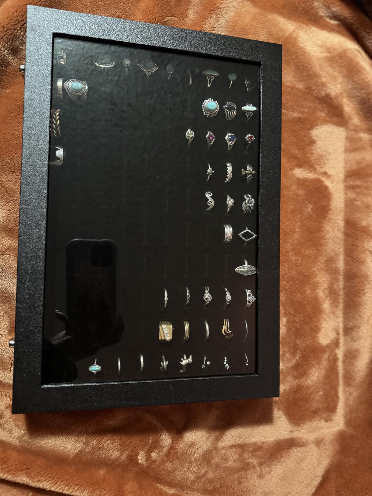 Siveit Ring Display Case Organizer Box with Transparent Lid, Ring Holder Showcase For Store Display Jewelry Show Home, Ring Organizer For Jewelry Rings, Studs Earrings (100 Slot, Black) customer photo 1
