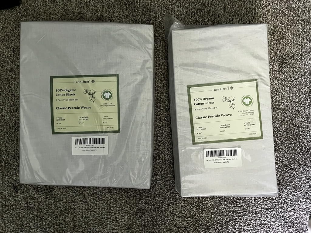 LANE LINEN Queen Sheets 100% Organic Cotton 4pc Percale Cooling - White customer photo 1