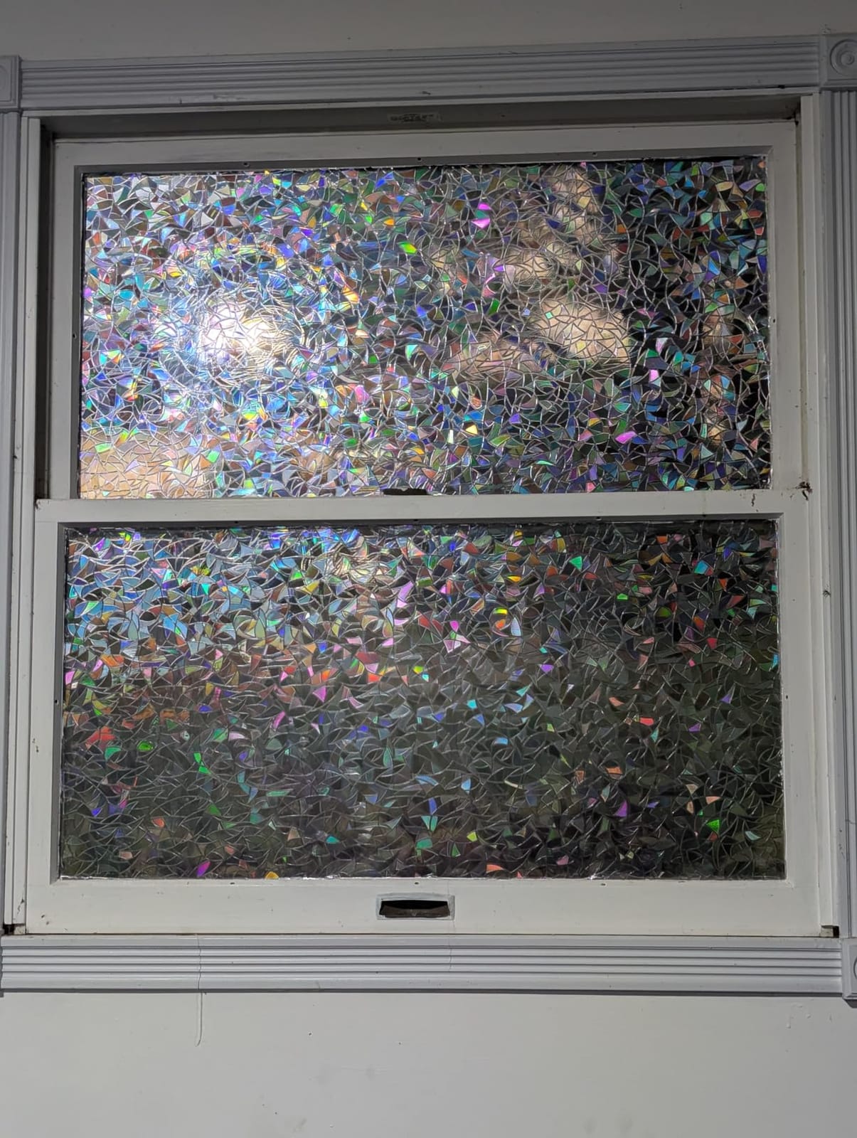 Volcanics Window Privacy Film, Stained Glass Rainbow Cling, 17.5