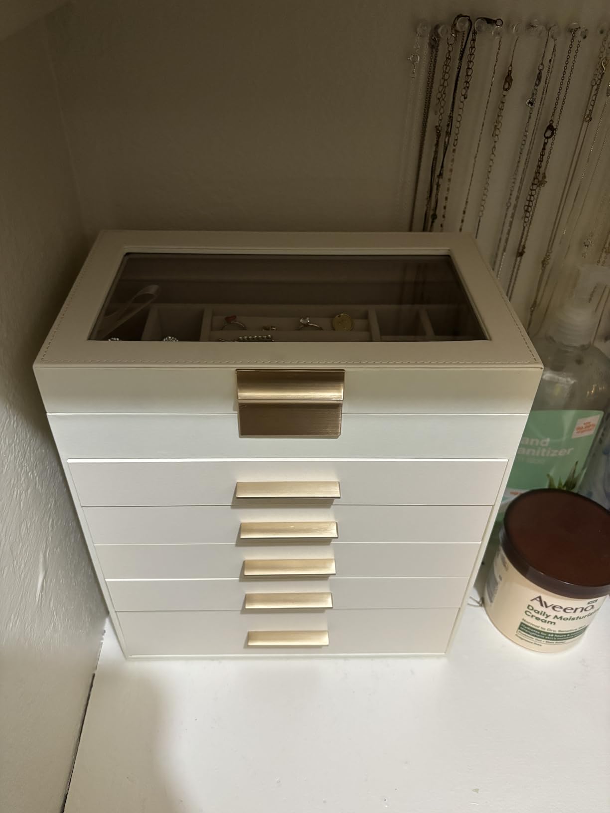 SONGMICS Jewelry Box Organizer, 3-Layer Storage with 2 Drawers, Glass Lid customer photo 2
