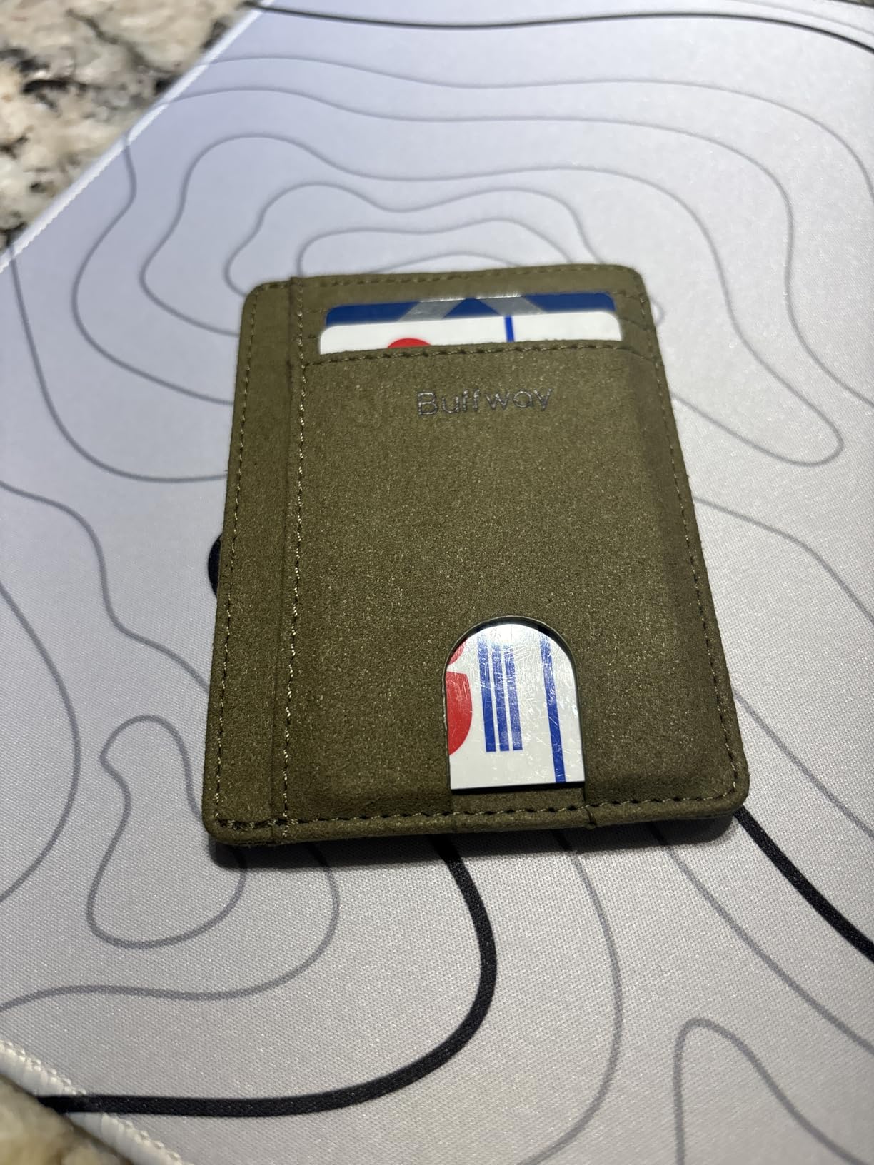 Buffway Slim Minimalist Front Pocket RFID Blocking Leather Wallets for Men and Women - Carbon Fiber Black customer photo 2