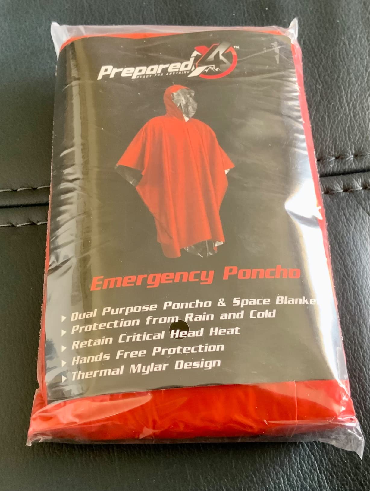 PREPARED4X Emergency Mylar Poncho – Survival Rain Poncho with Hood – Lightweight, Compact, Reusable Emergency Blanket Poncho for Hiking, Camping, Thermal Gear, Car Kit, Outdoors customer photo 2