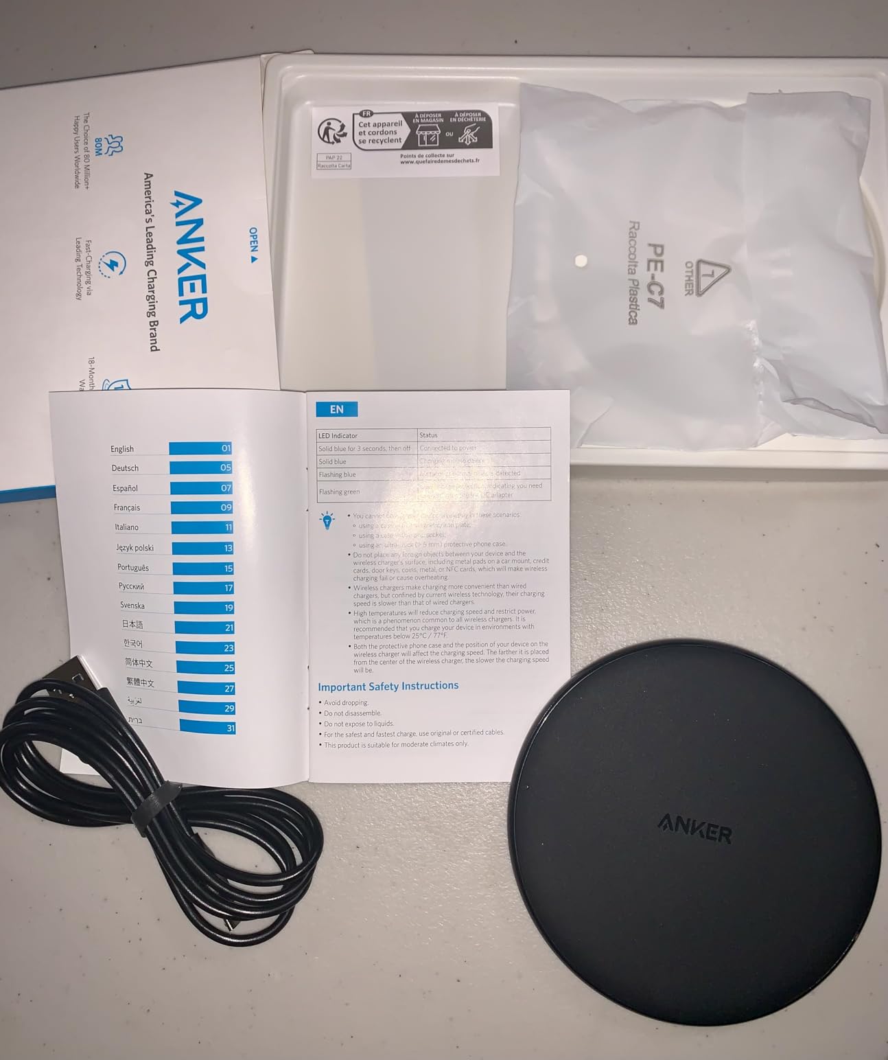Anker 313 Qi-Certified 10W Fast Wireless Charger Pad | Portable Wireless Charging Pad for Samsung, iPhone, and AirPods (AC Adapter Not Included, Not MagSafe-Compatible) customer photo 1