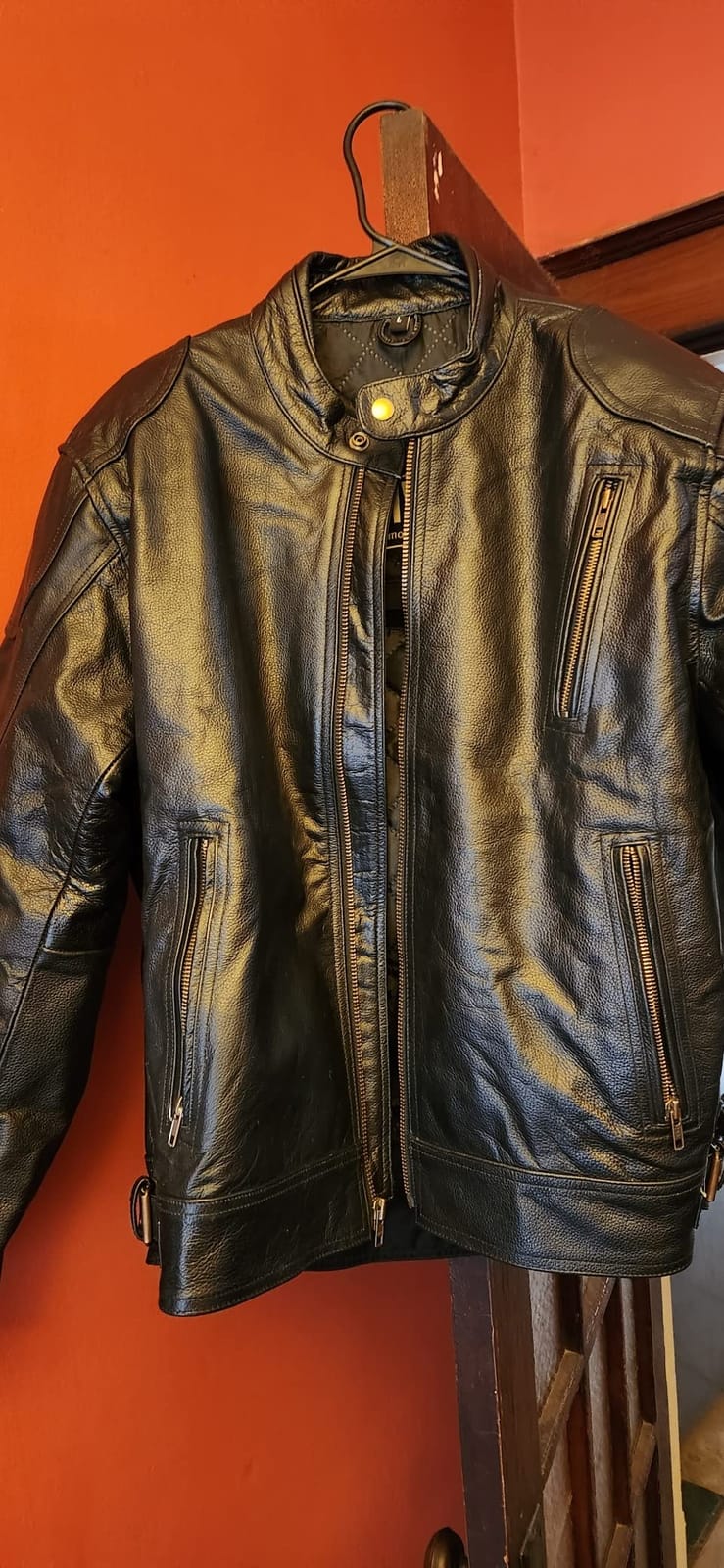 HWK Leather Motorcycle Jacket with Armor for Men, Cafe Racer Genuine Leather Jacket for Weather Resistant Riding customer photo 2
