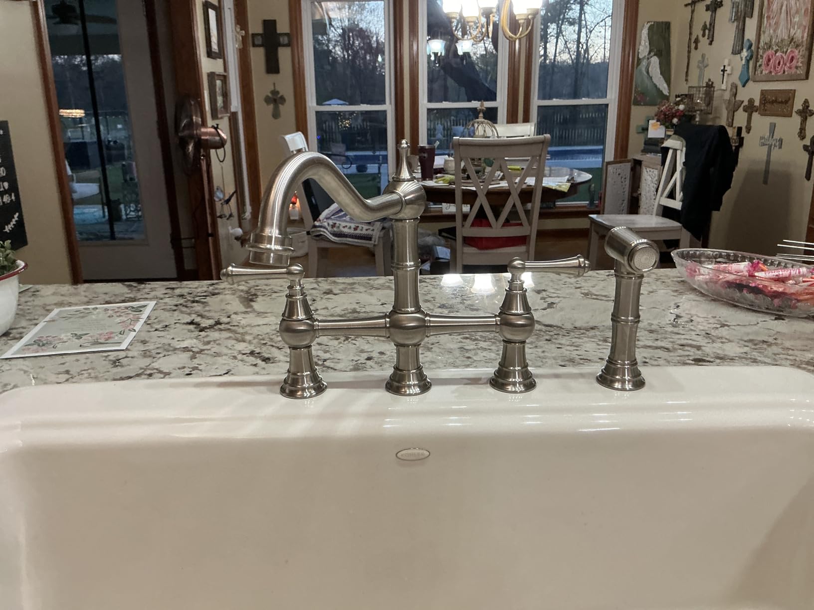 WOWOW Bridge Kitchen Faucet 2 or 3 Hole Without Sprayer, Brushed Nickel customer photo 2