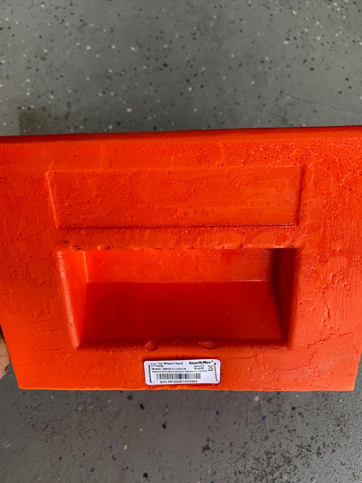 SECURITYMAN Heavy Duty Wheel Chocks (2 Pack) - Durable, Non-Slip, Solid Rubber Wheel Chocks for Boat Trailers, RV, Truck, Camper - Perfect on All Surfaces and in All Weather - Orange… customer photo 1