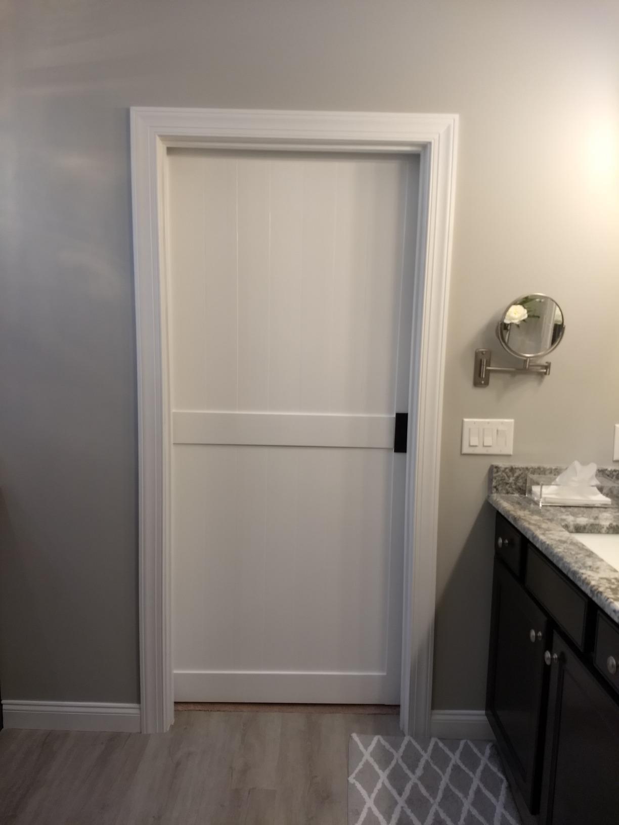 SmartStandard 36in x 80in Sliding Barn Wood Door, Natural, Fit 6-6.6FT Rail customer photo 2