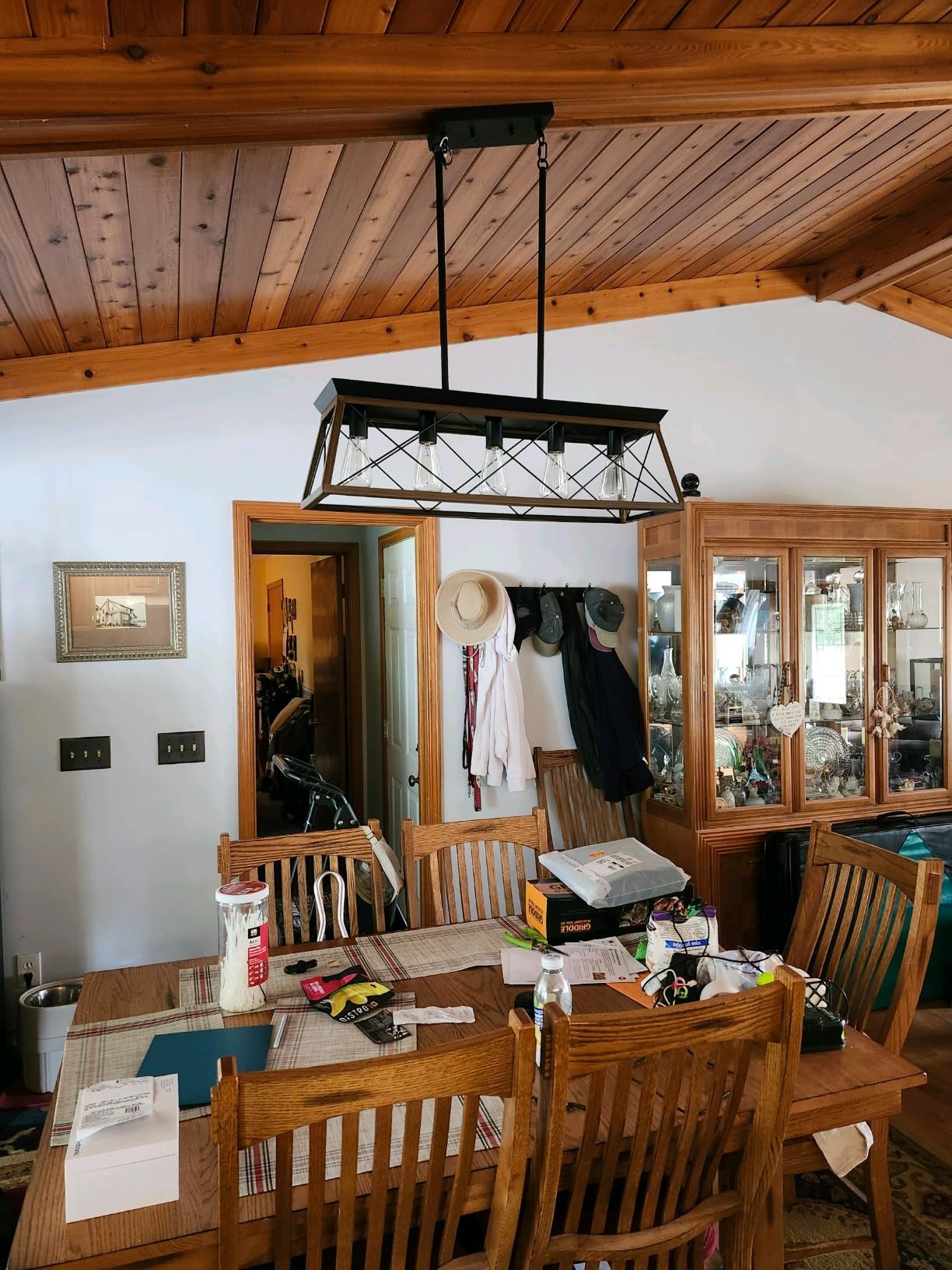 5-Light Pendant Lights Fixture, Farmhouse Chandeliers for Dining Room, Rustic Island Lights for Kitchen, Rectangular Chandelier Rustic Farmhouse Light Fxiture customer photo 1