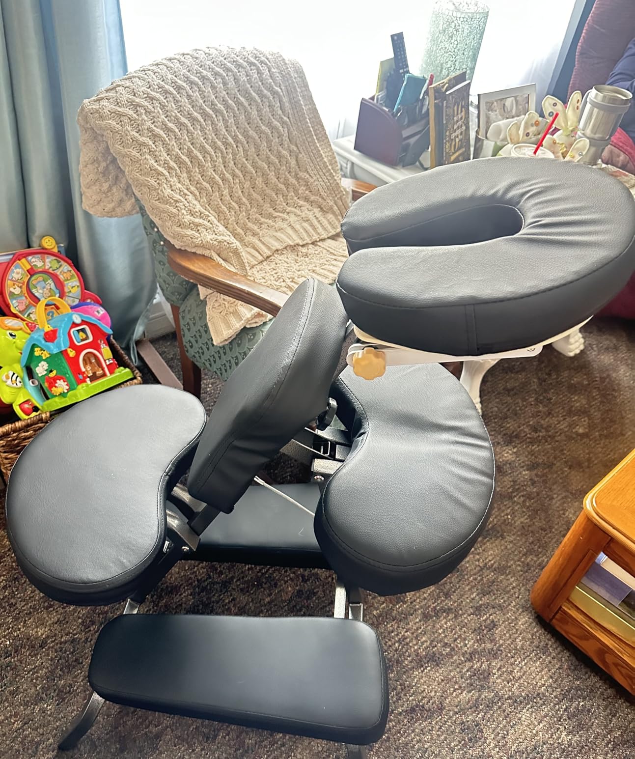JupiterForce Portable Massage Chair Foldable Lightweight Tattoo Therapy Chair with Adjustable 4 Inches Thick Sponge Face Cradle for Client Spa Salon Massage with Carrying Bag (Black) customer photo 2