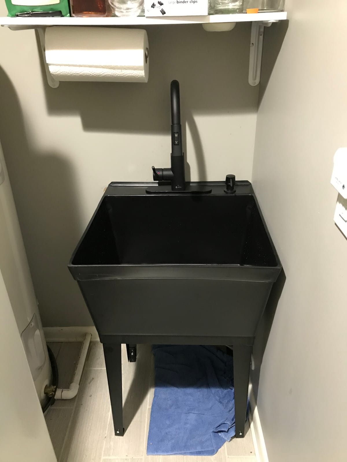 VETTA White Utility Sink Laundry Tub With High Arc Black Kitchen Faucet By VETTA - Pull Down Sprayer Spout, Heavy Duty Slop Sinks For Washing Room, Basement, Garage, or Shop, Free Standing Tubs customer photo 2