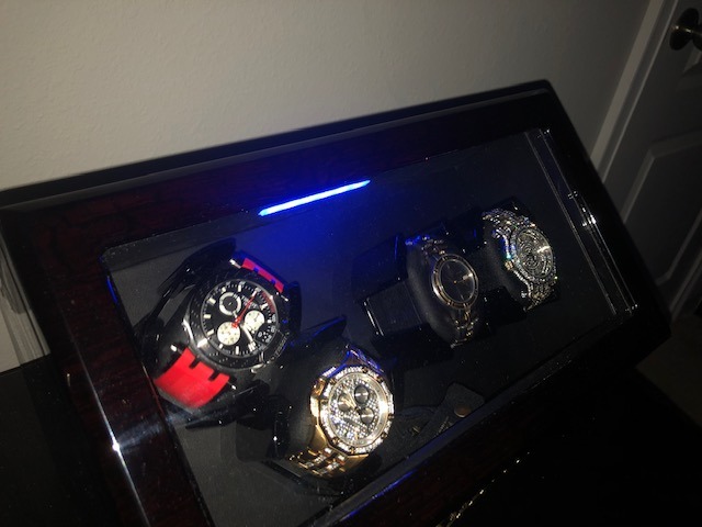 High End Watch Winder for Automatic Watches with Super Quiet Motor, Blue LED Light & Rotation Mode Setting, Watch Winder for Rolex with Flexible Pillow, Dual Power customer photo 2