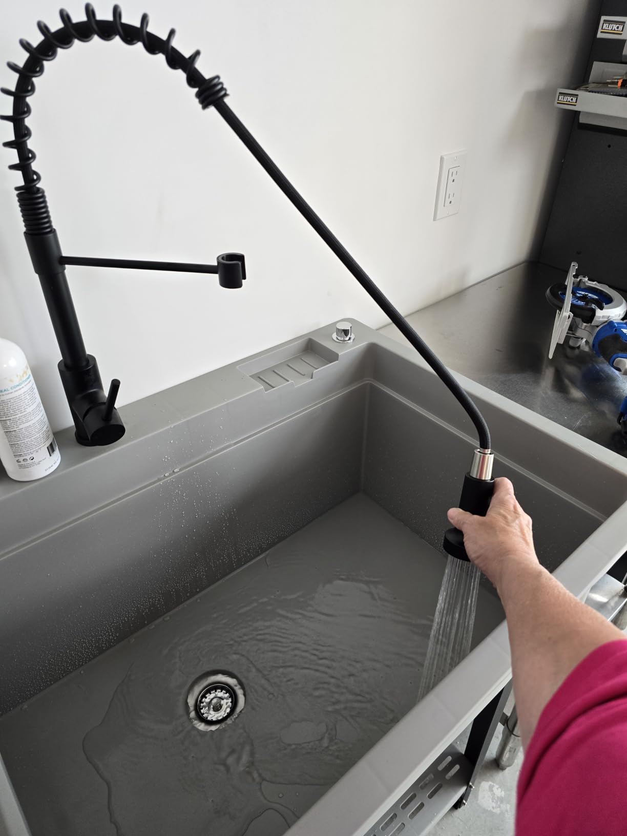 Kitchen Faucet with Pull Down Sprayer Matte Black | 1 Handle Spring Sink Faucets, Lead-Free NSF Certified Stainless Steel,1 or 3-Hole Deck Plate,Farmhouse, RV, Bar, Laundry Room customer photo 1