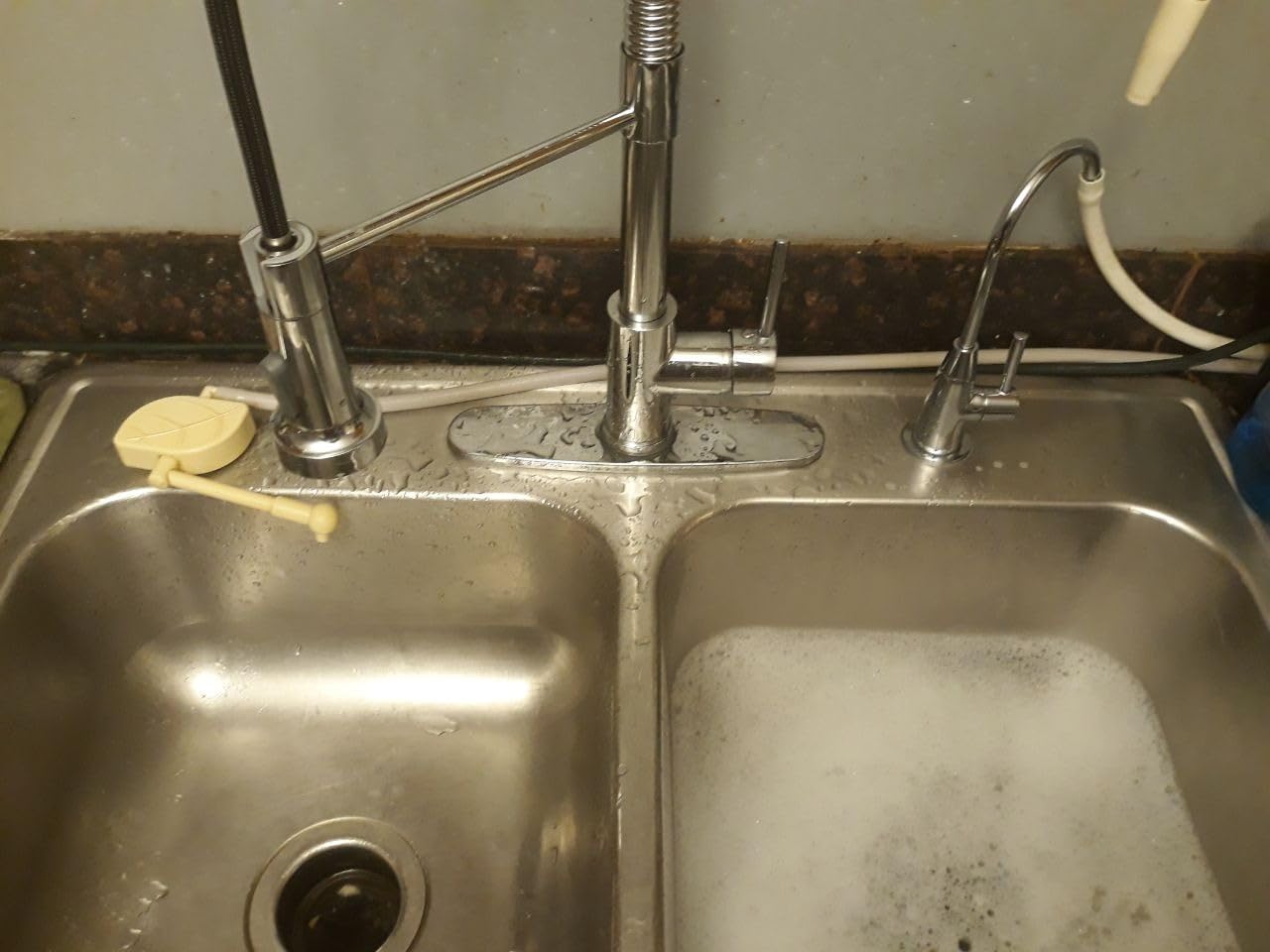 Kitchen Faucet with Pull Down Sprayer Matte Black | 1 Handle Spring Sink Faucets, Lead-Free NSF Certified Stainless Steel,1 or 3-Hole Deck Plate,Farmhouse, RV, Bar, Laundry Room customer photo 2