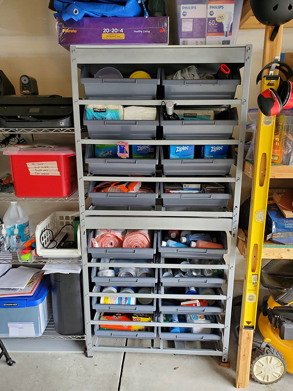 King's Rack Bin Rack Boltless Steel Storage System Organizer w/ 12 Plastic Bins in 4 tiers customer photo 1