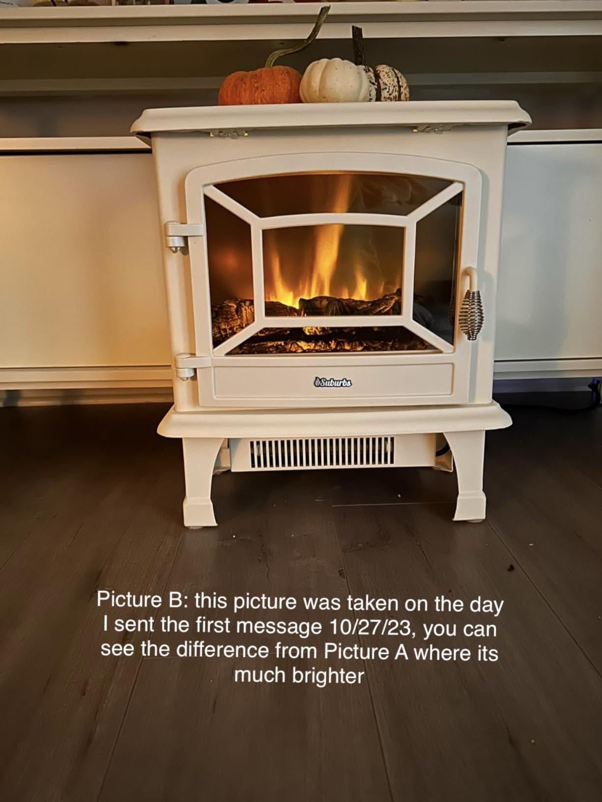 TURBRO Suburbs TS17 Compact Electric Fireplace Stove, Freestanding Stove Heater with Realistic Flame - CSA Certified - Overheating Safety Protection - for Small Spaces - 17