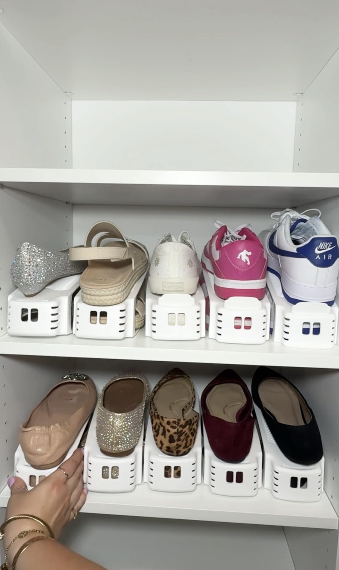 Neprock Shoe Slots Organizer, 20 Pack Adjustable Shoe Rack Stacker Storage Space Saver, Double Deck Shoe Rack Holder for Closet Organization (White) customer photo 2