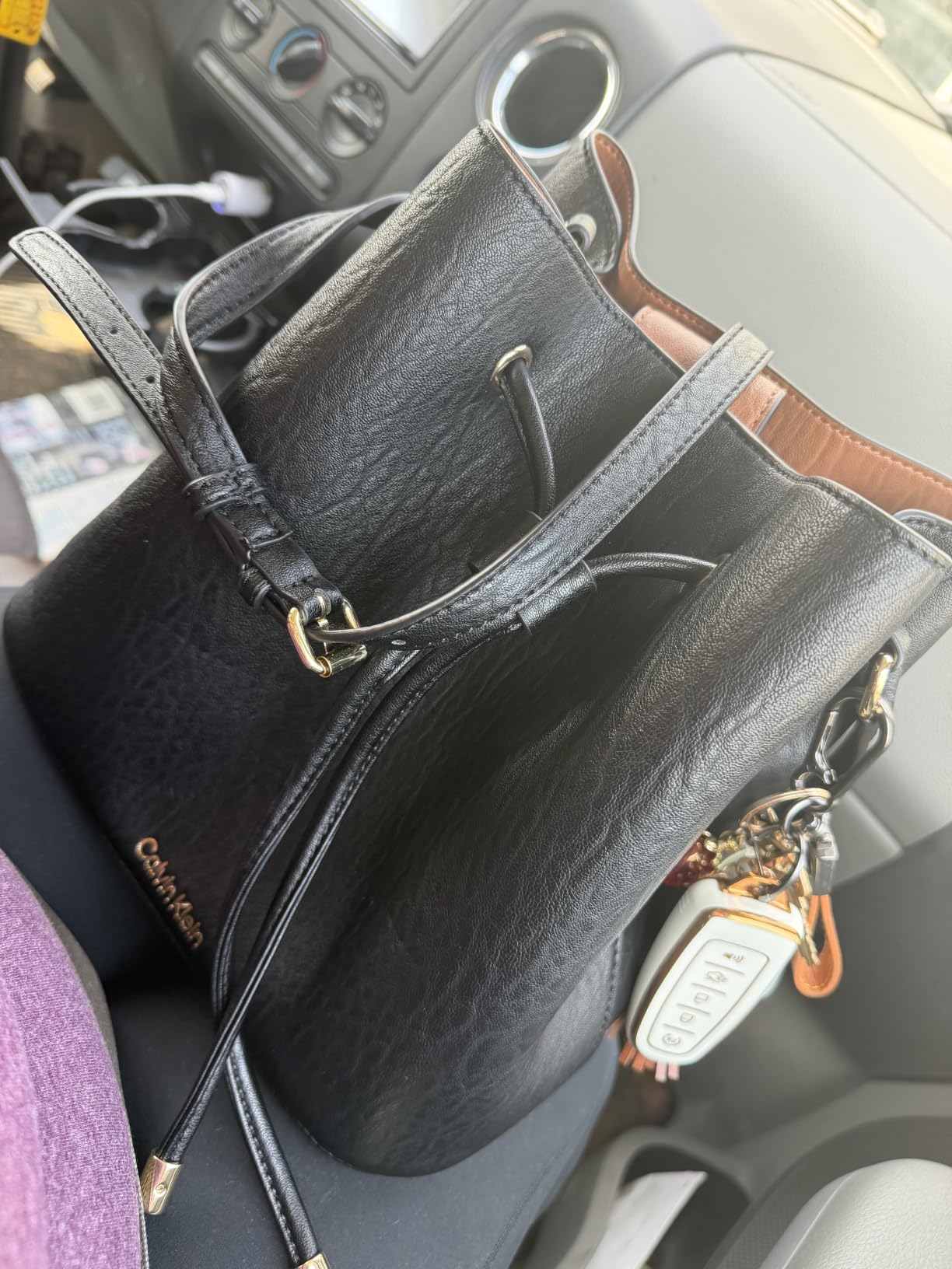 Calvin Klein Women's Gabrianna Novelty Bucket Shoulder Bag customer photo 1