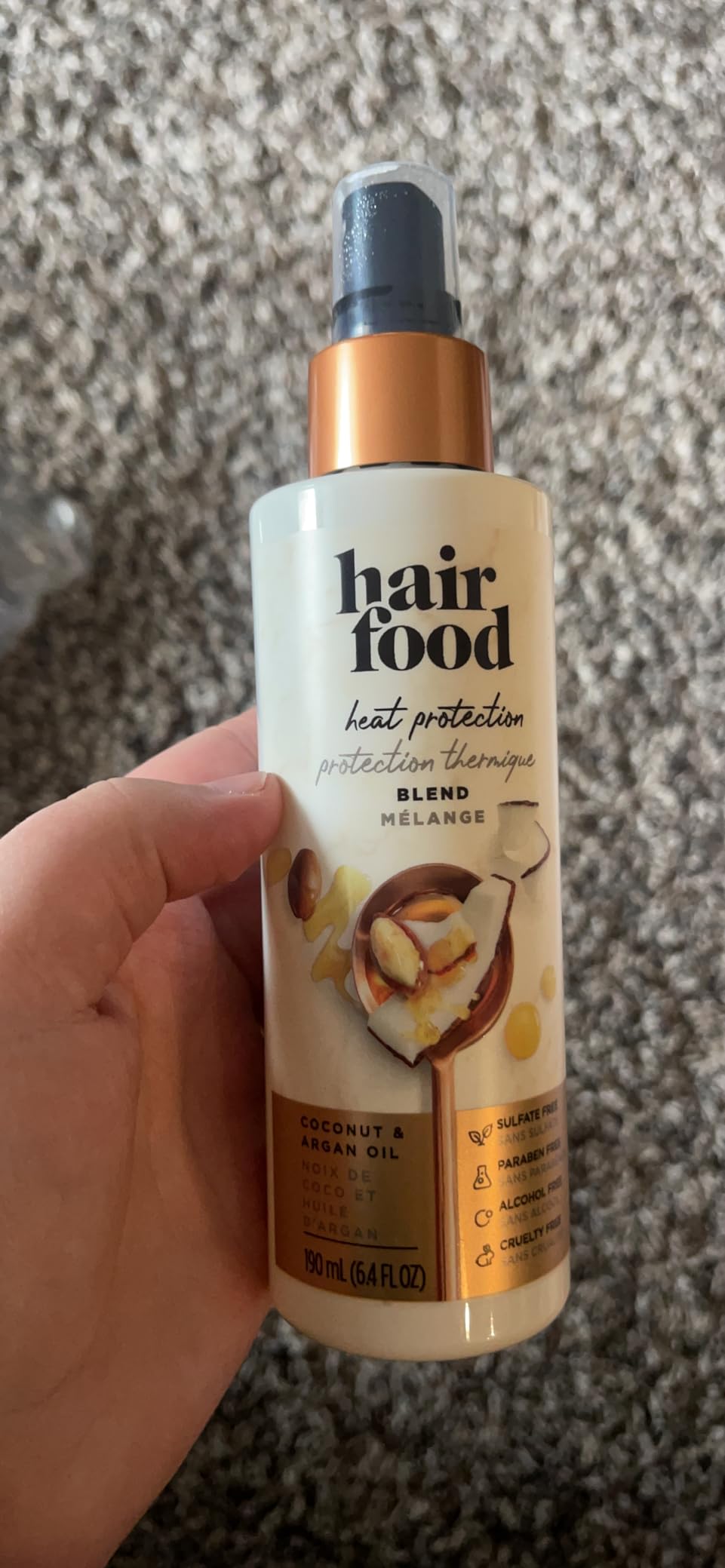 Hair Food Coconut & Argan Oil Heat Protectant Leave-In Spray for All Hair Types, 450°F Heat Protection, Sulfate-Free, Paraben-Free, Dye-Free, Alcohol-Free, Adds Shine, 6.4 Fl Oz customer photo 1