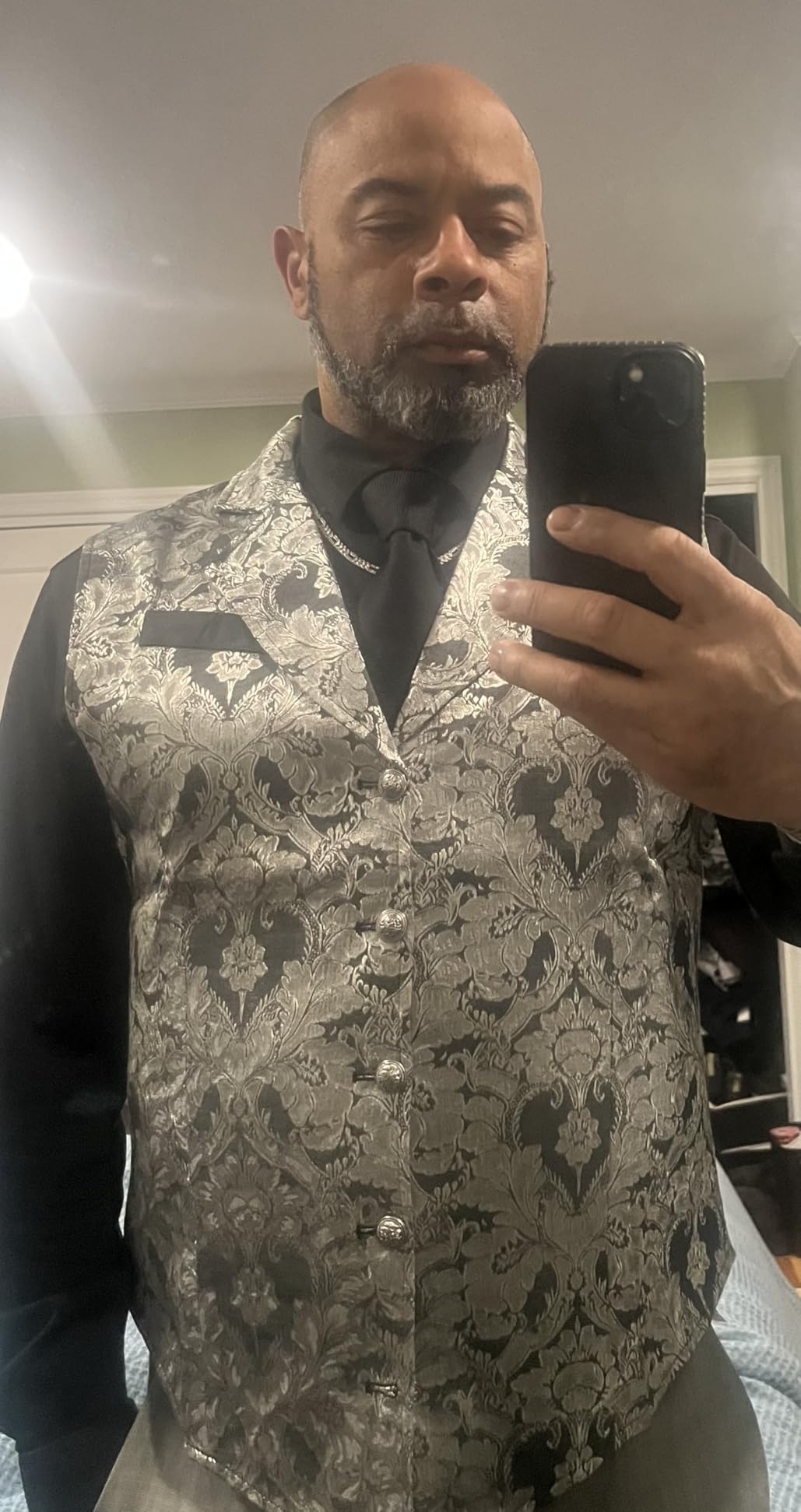 VATPAVE Mens Victorian Suit Vest Steampunk Gothic Waistcoat customer photo 1