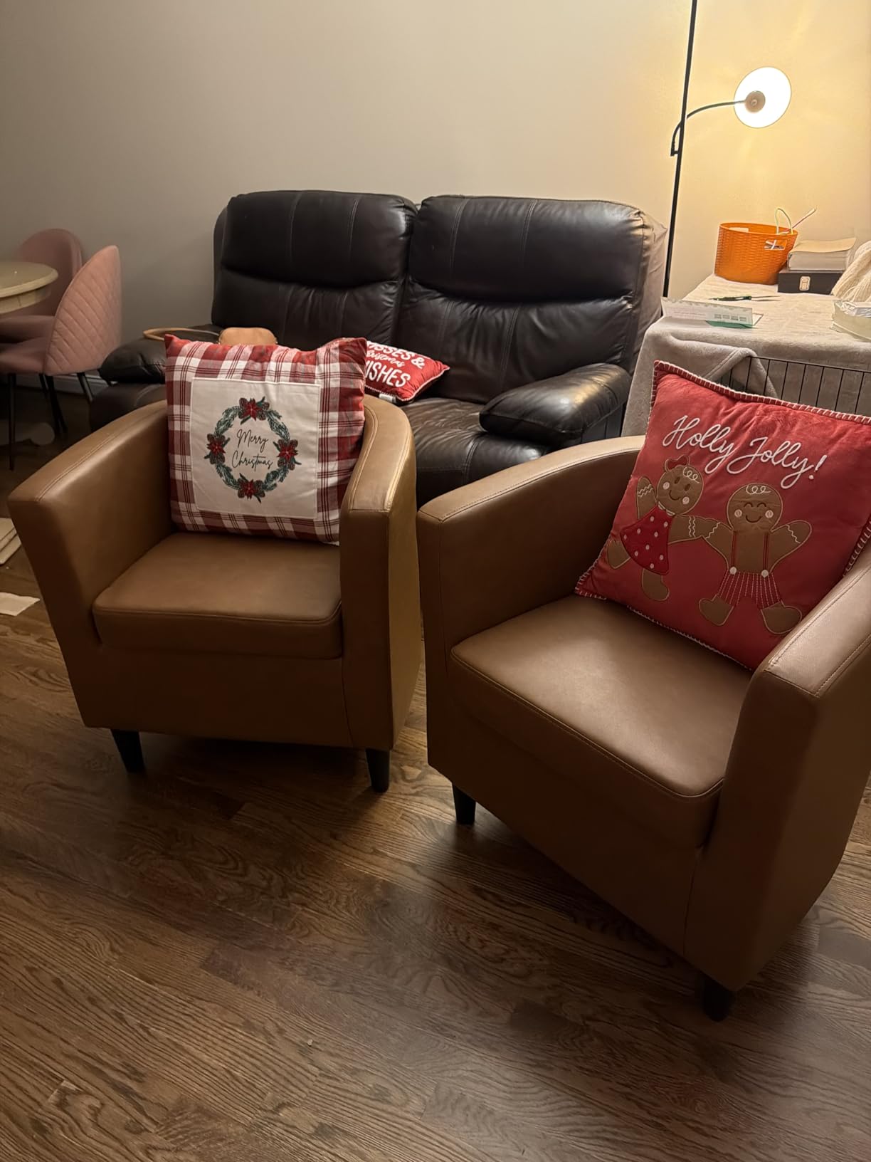 Yaheetech Barrel Accent Chair, Upholstered Modern Armchair, Gray customer photo 1