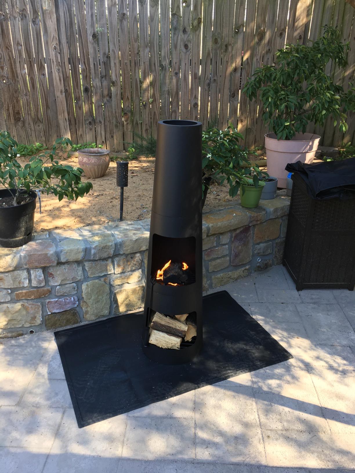 Sunnydaze Chiminea Outdoor Fireplace - Chiminea Fire Pit with Poker and Cover - Outdoor Wood-Burning Fire Pit - Black customer photo 2