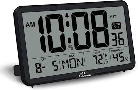 WallarGe Auto Set Digital Wall Clock Battery Operated, Auto DST customer photo 2
