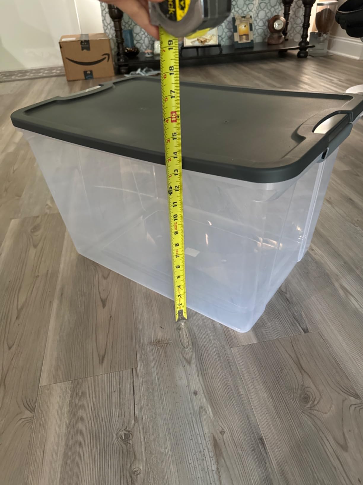 HOMZ Clear Plastic Storage Bin with Secure Latching Gray Lid, 64 Qt, 2 Pack | Heavy-Duty Stackable Containers, Large Organizer Box for Homes, Offices, and Garages customer photo 1
