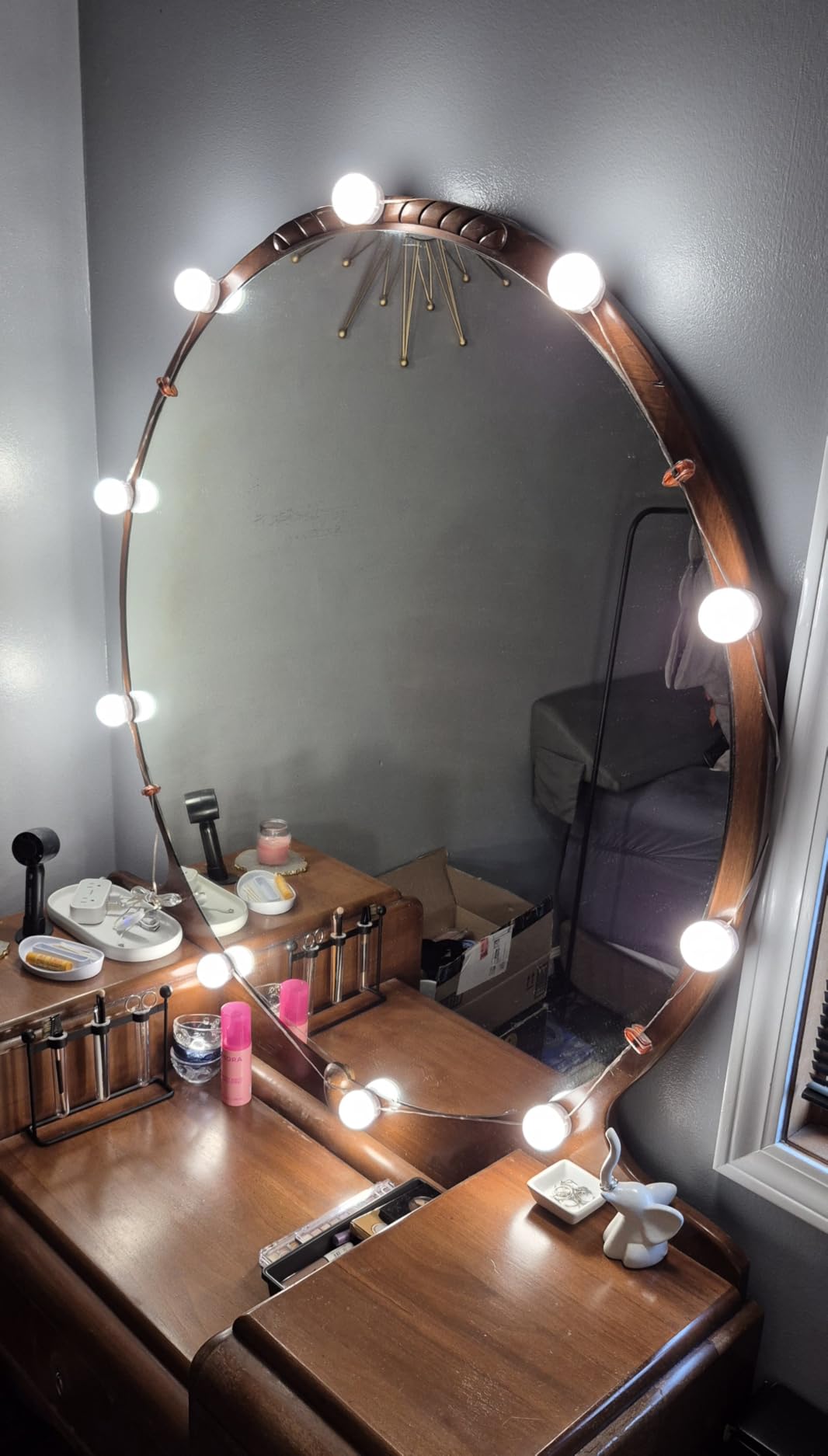 Consciot LED Vanity Lights for Mirror, Hollywood Style 10 Dimmable Bulbs | Adjustable Color & Brightness, USB Cable, Mirror Lights Stick on for Makeup Table Dressing Room Mirror customer photo 2