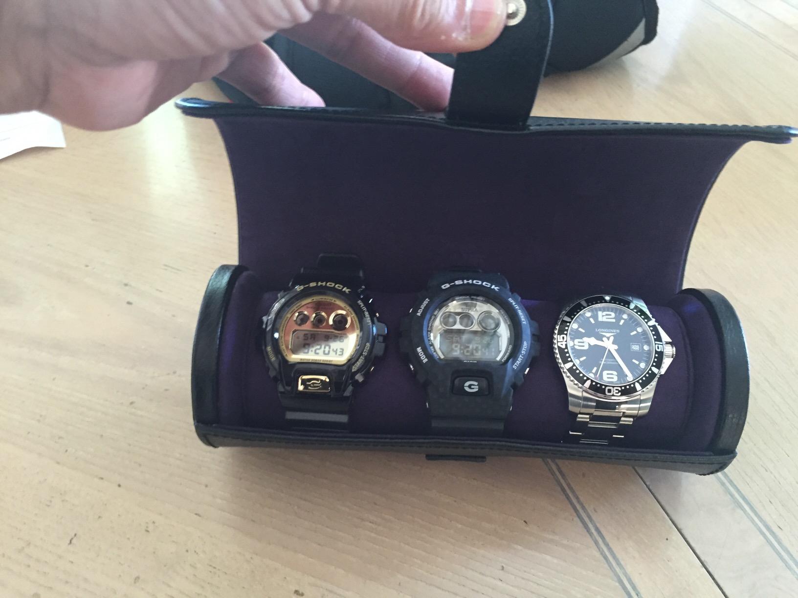 WOLF Heritage Watch Roll, Blake Black/Grey - Holds Up to Three Watches - Vegan Leather, Ultra-Suede Lining, Snap Closure - Includes Two Watch Guards customer photo 2
