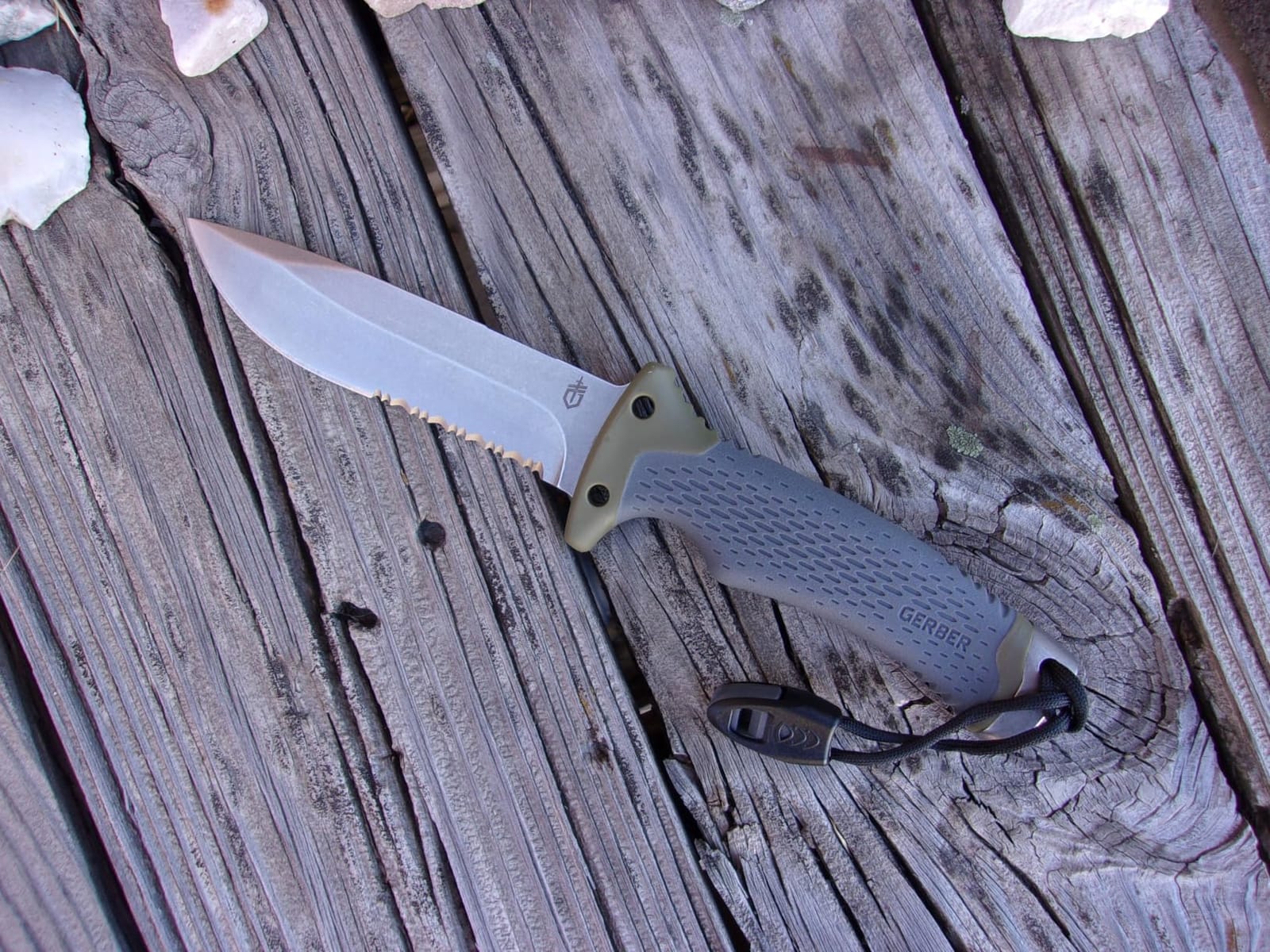 Gerber Ultimate Fixed Blade Knife w/Sheath, Knife Sharpener, Ferro Rod | Bushcraft & hunting knife, combo edge blade, whistle, sheath with integrated sharpener, fire starter, camping EDC tool customer photo 2