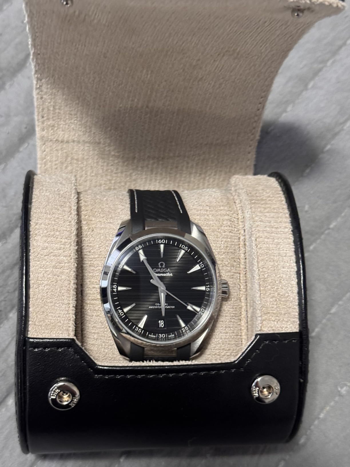 Watch Travel Case for Men Watch Roll for Travel Organizer and Display Watch Case Leather Jade Black Leather customer photo 1