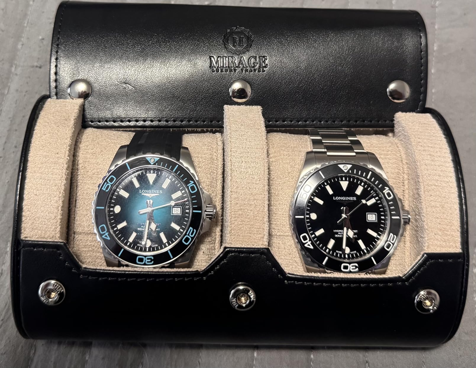 Watch Travel Case for Men Watch Roll for Travel Organizer and Display Watch Case Leather Jade Black Leather customer photo 2