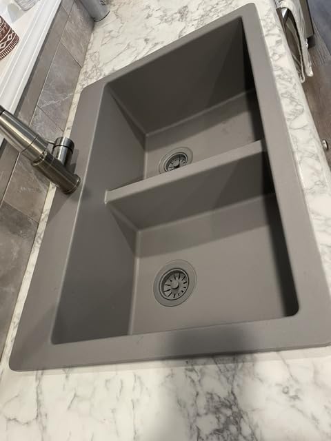 Karran 33 Inch Black Quartz Composite Drop-In Double Bowl Kitchen Sink customer photo 2