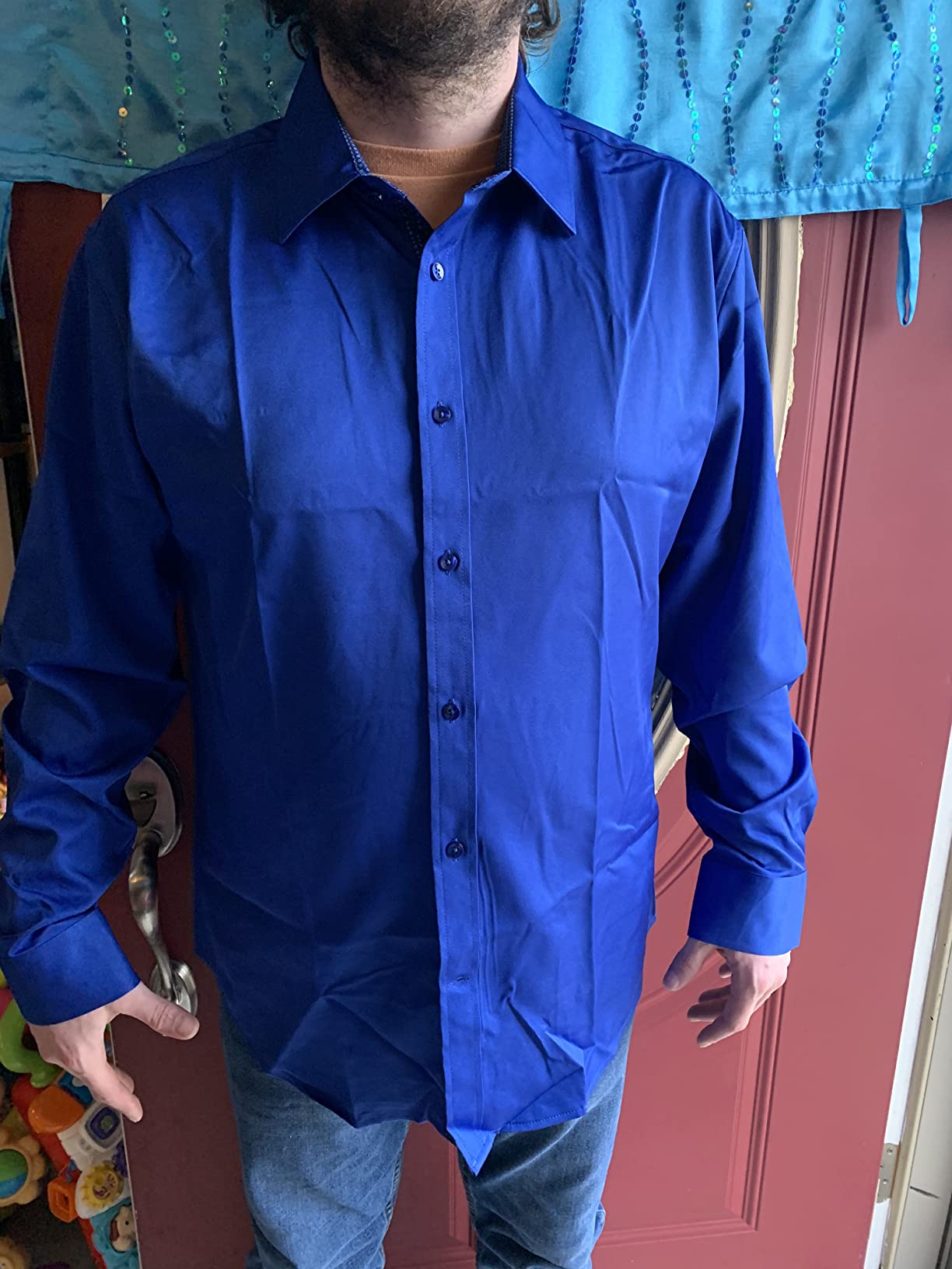 J.VER Men's Casual Long Sleeve Stretch Dress Shirt Wrinkle-Free Regular Fit Button Down Shirts customer photo 1