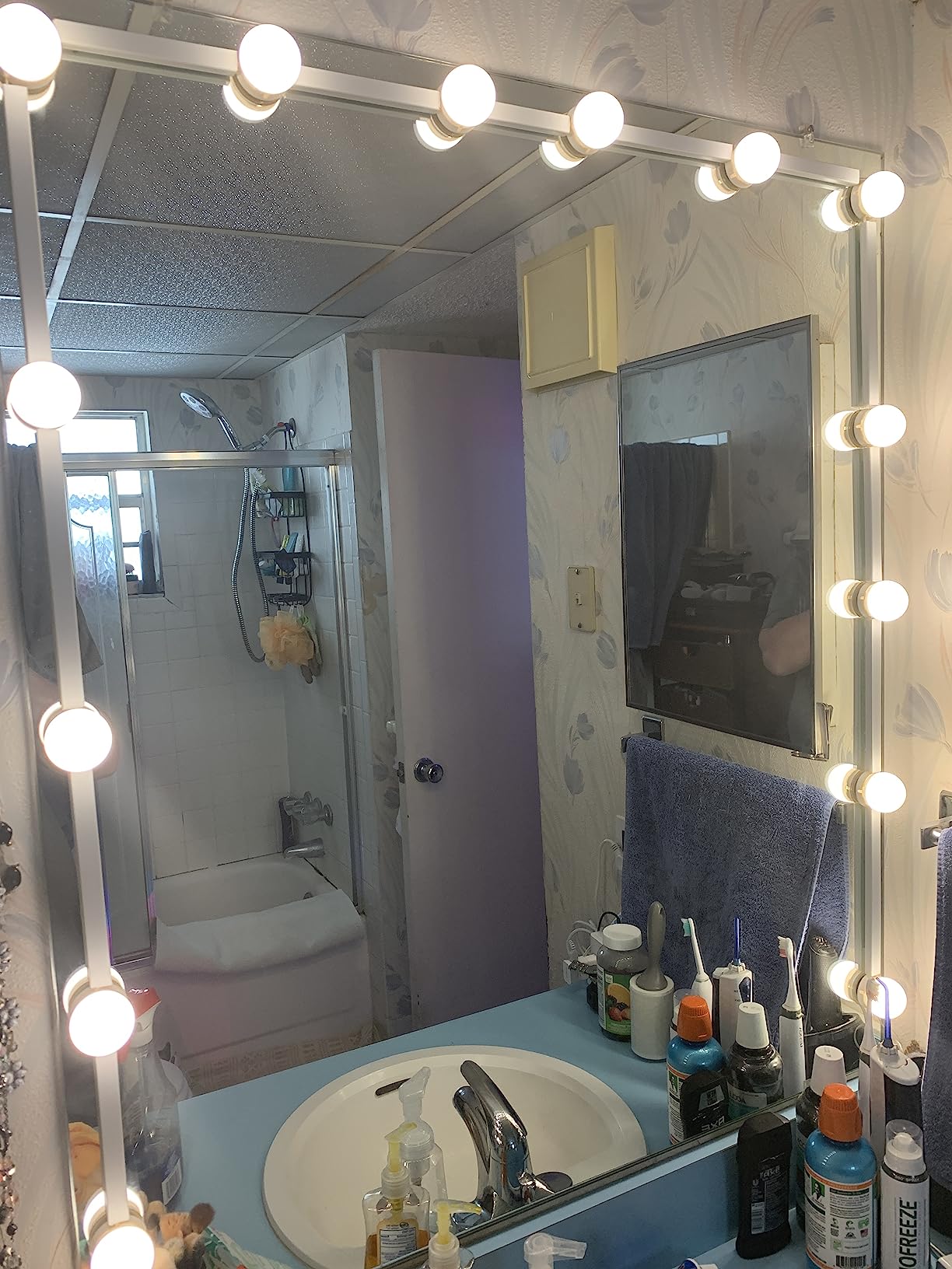 Makeup Vanity Lights for Mirror, Hollywood Style LED Vanity Mirror Lights with 14 dimmable Bulbs, USB Cable, White customer photo 2